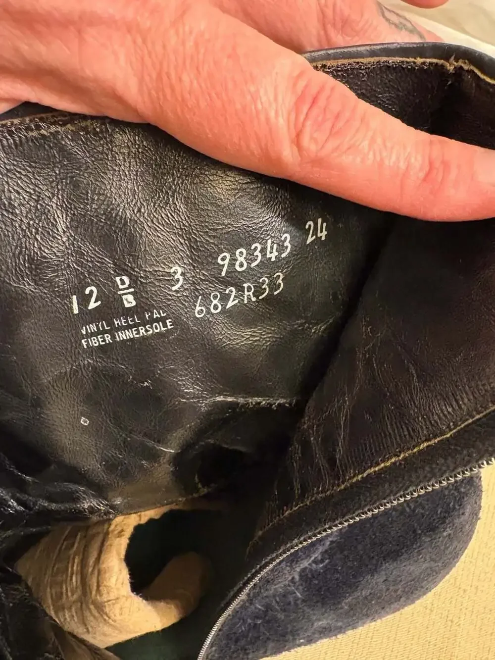 Vintage Suede Ankle Boots Blue with Piping, mens